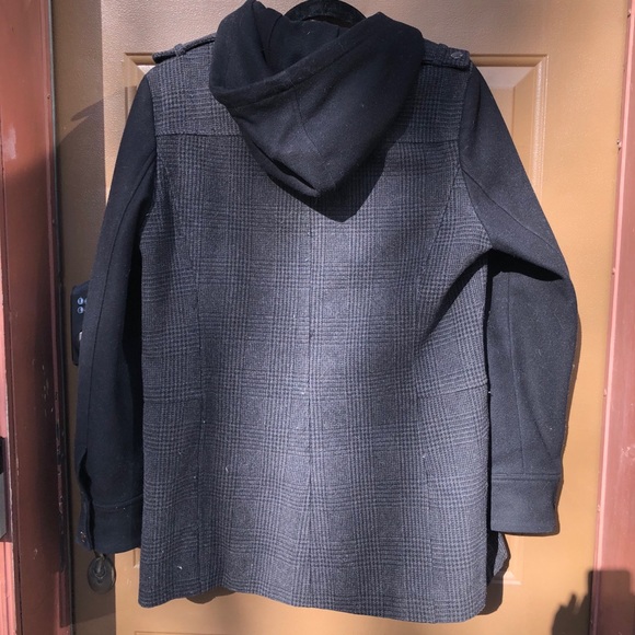 Wool Blend Zip Front Coat with Hood - Picture 8 of 11